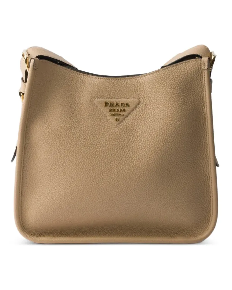 Prada logo-detail leather shoulder bag - Nude Nude