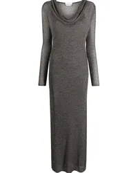 Blumarine Maxikleid mit drapiertem Kragen Silber