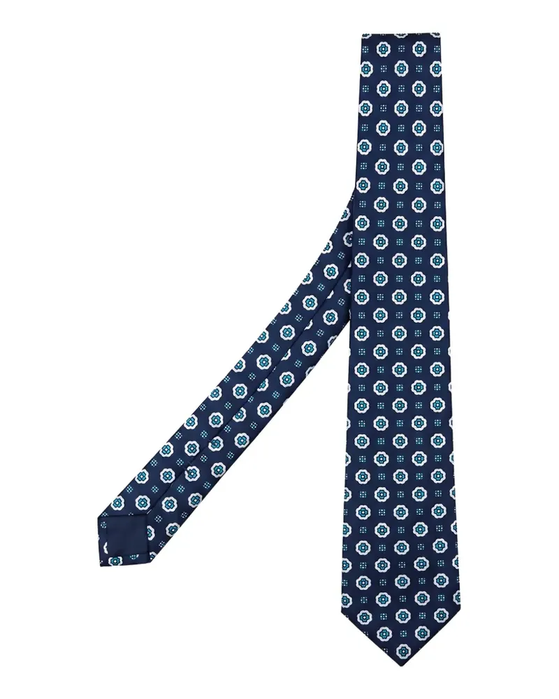 Kiton Seidenkrawatte mit geometrischem Print - Blau Blau