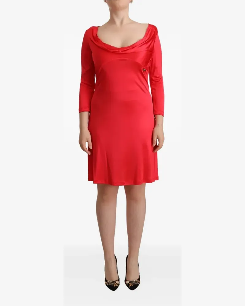 John Galliano Kleid mit Wasserfallausschnitt und Dreiviertelärmeln - Rot Rot