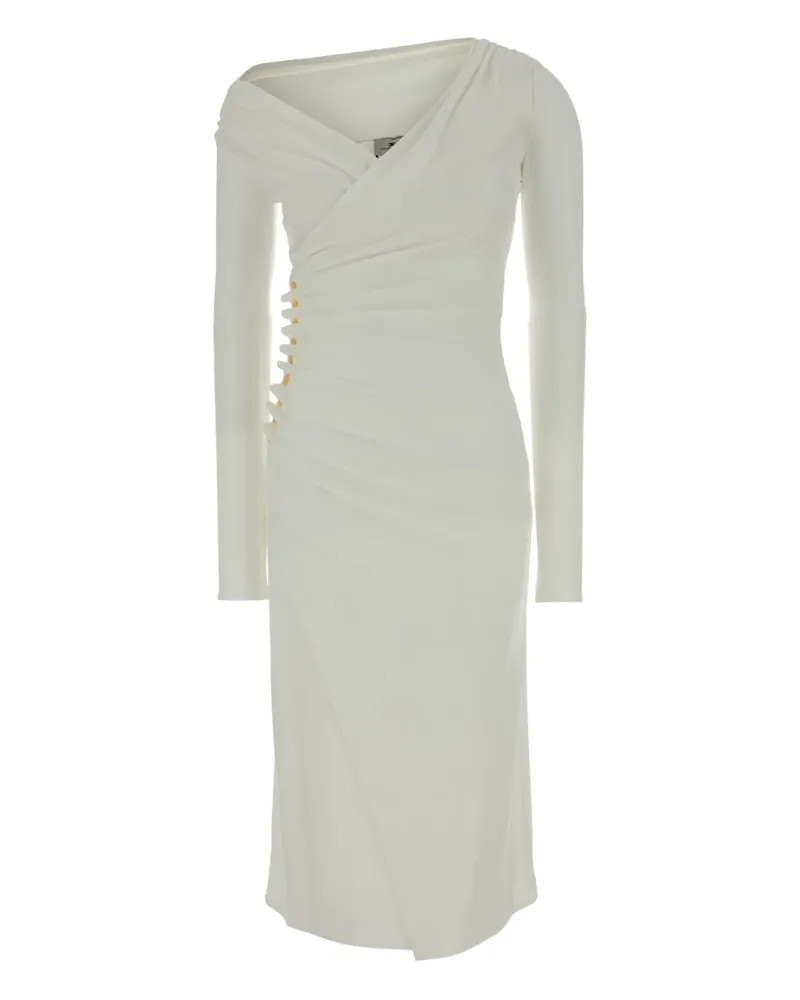 Elisabetta Franchi draped button midi dress - Weiß Weiß