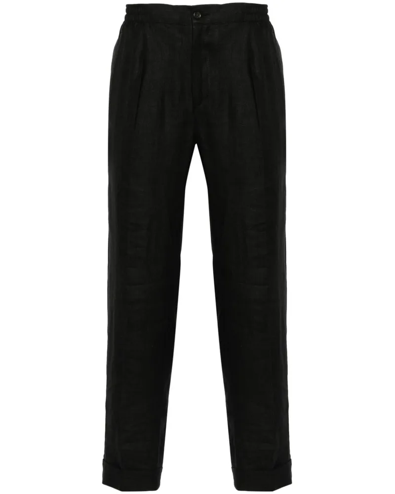 Kiton Leinenhose mit Bügelfalten - Schwarz Schwarz