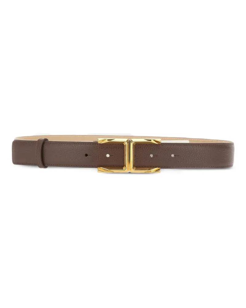 Elisabetta Franchi logo-plaque stitched belt - Braun Braun