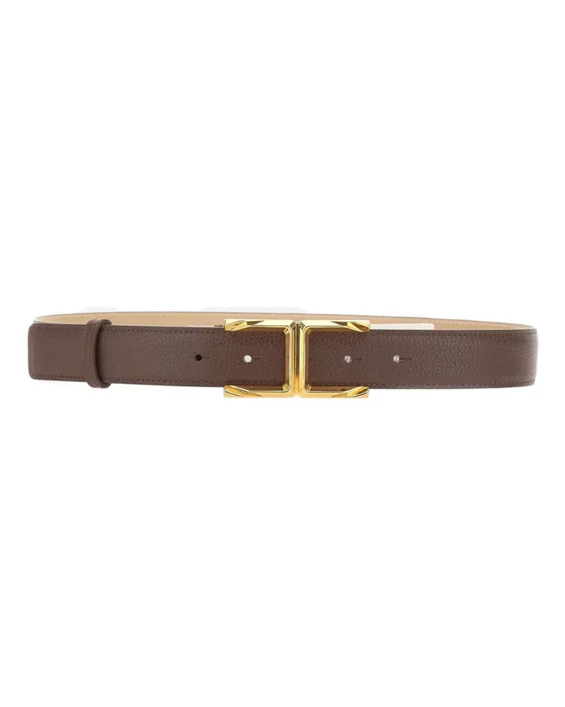 Elisabetta Franchi logo-plaque stitched belt - Braun Braun