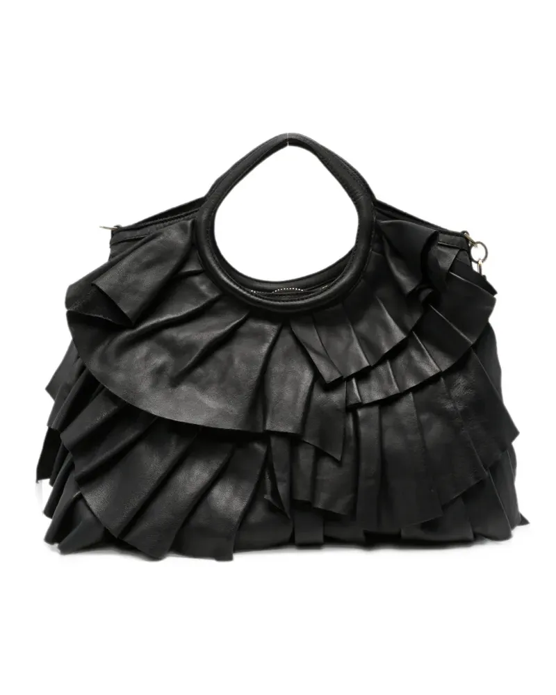 Caterina Lucchi Gerüschte Camilla L Schultertasche aus Leder - Schwarz Schwarz