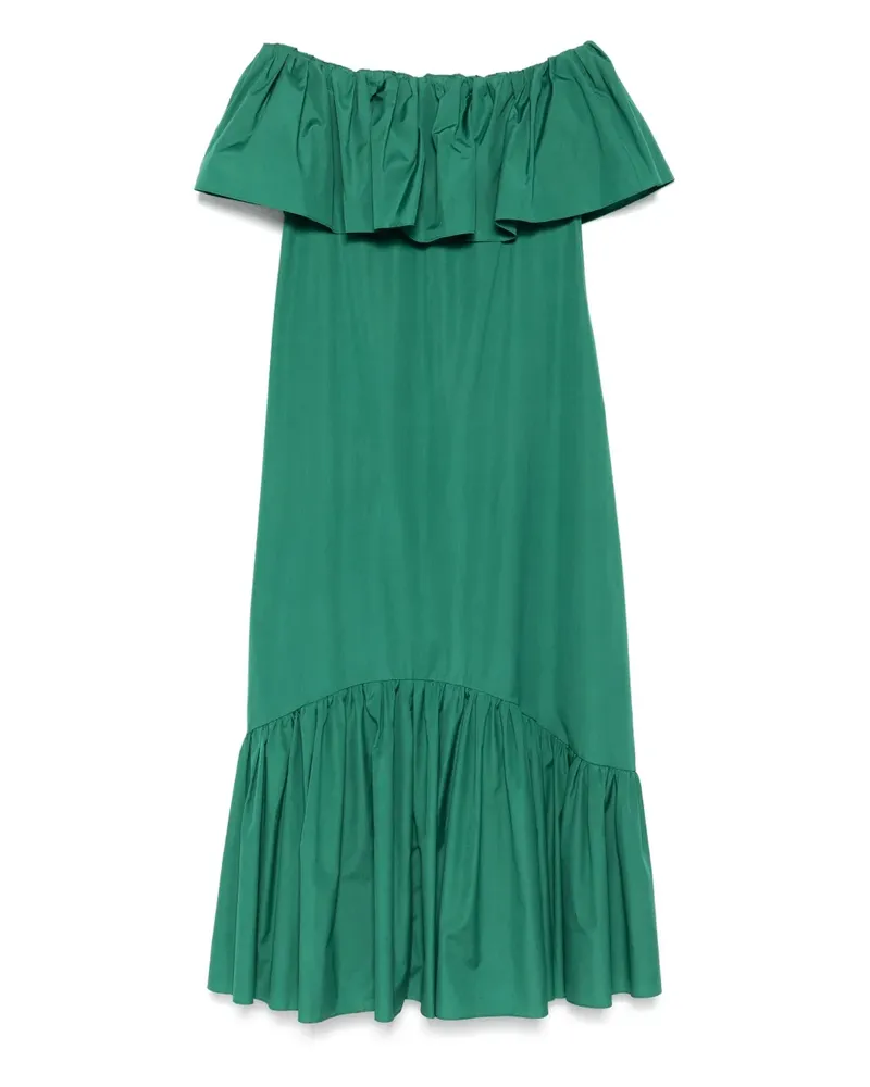 Max Mara Schulterfreies Kleid mit Rüschen - Grün Grün