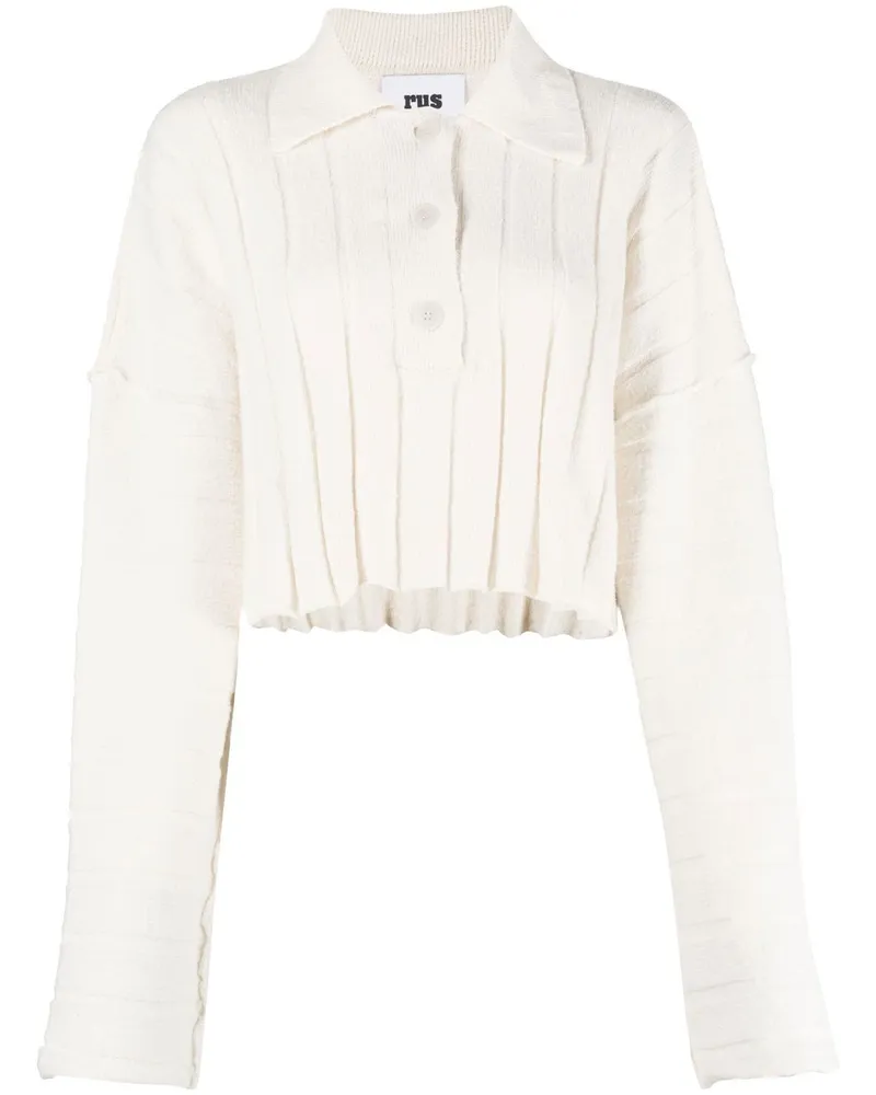 RUS Gestricktes Cropped-Poloshirt - Nude Nude