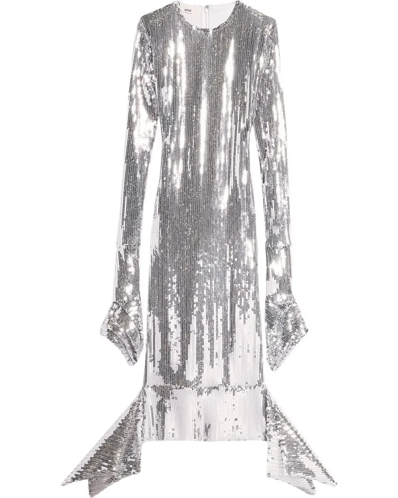 AMI Paris Midikleid mit Pailletten - Silber Silber