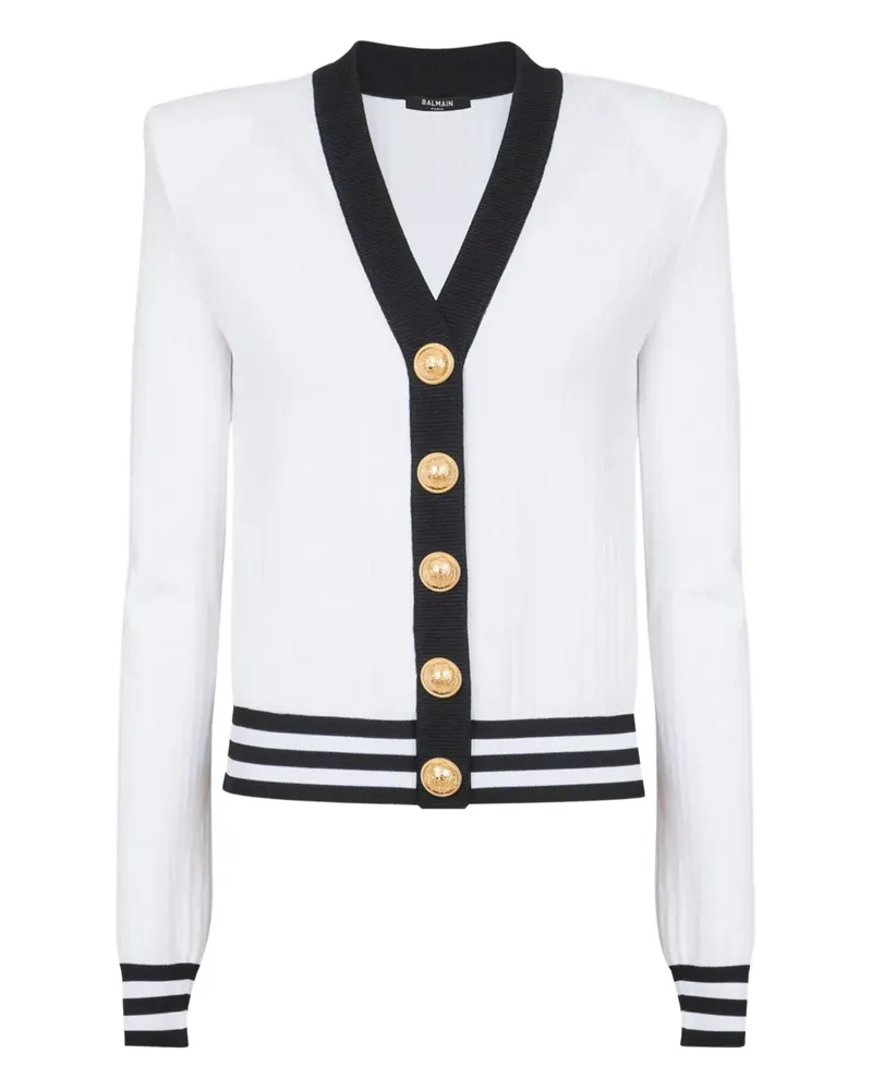 Balmain Zweifarbiger Cardigan - Weiß Weiß