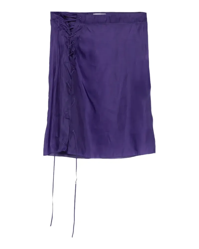 Ferragamo lace-up sheer midi straight skirt - Violett Violett