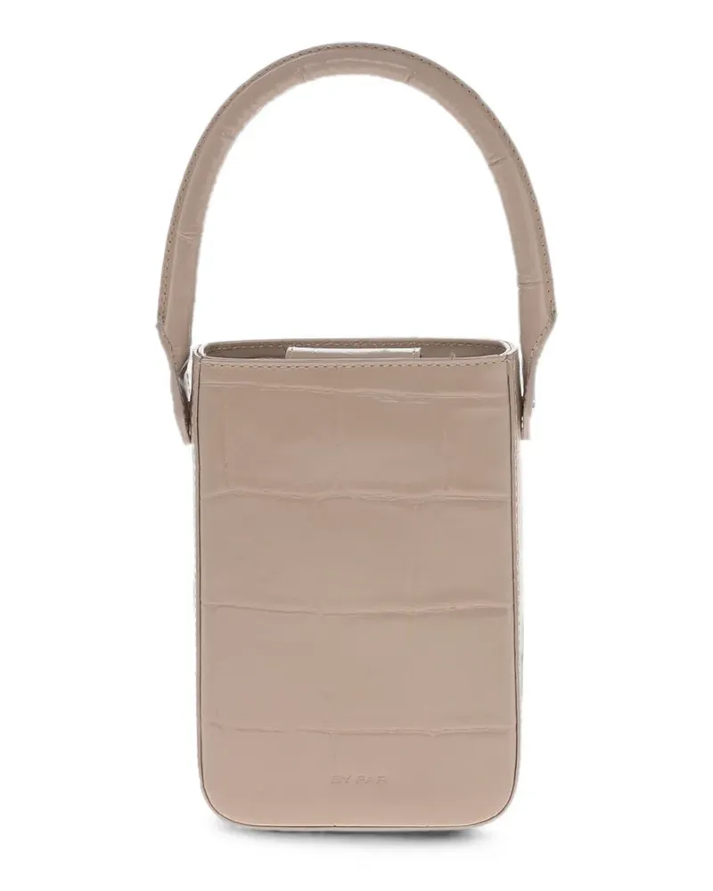 by FAR mini crocodile-effect leather shoulder bag - Nude Nude