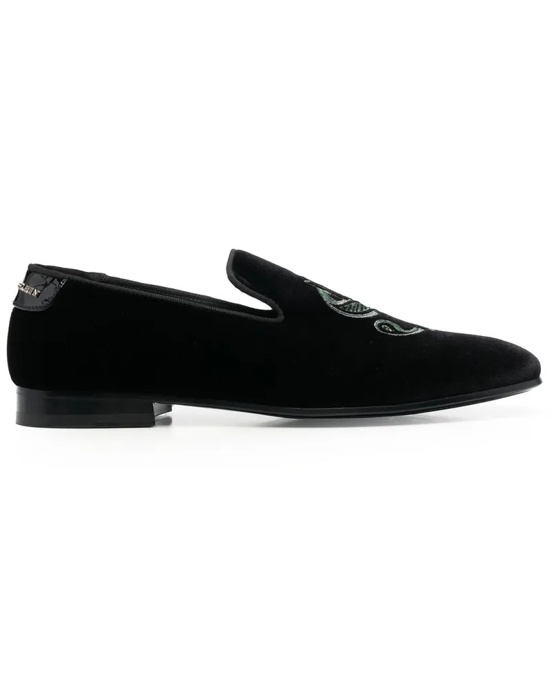 Philipp Plein Money Loafer aus Samt Schwarz