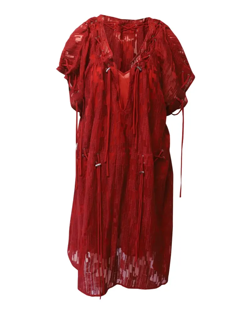 IRO lace-up textured midi dress - Rot Rot