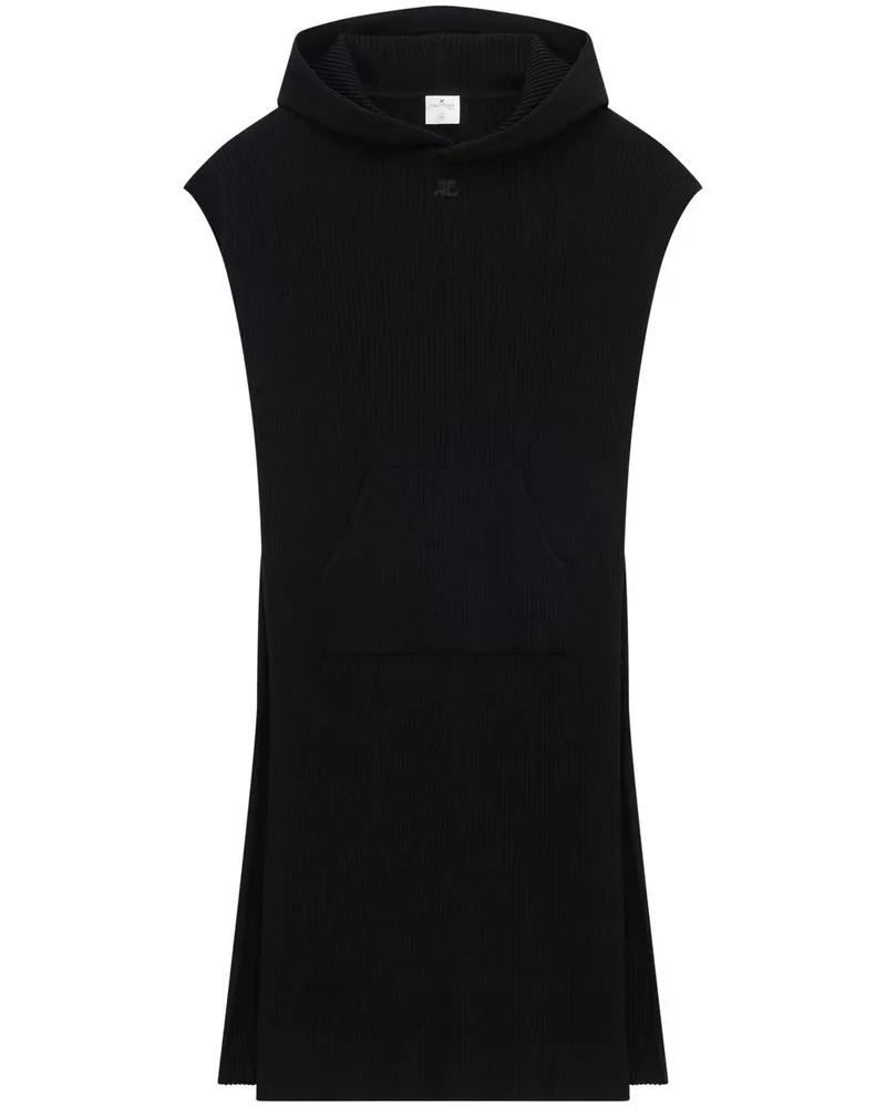 Courrèges Ärmelloser Hoodie aus geripptem Strick - Schwarz Schwarz