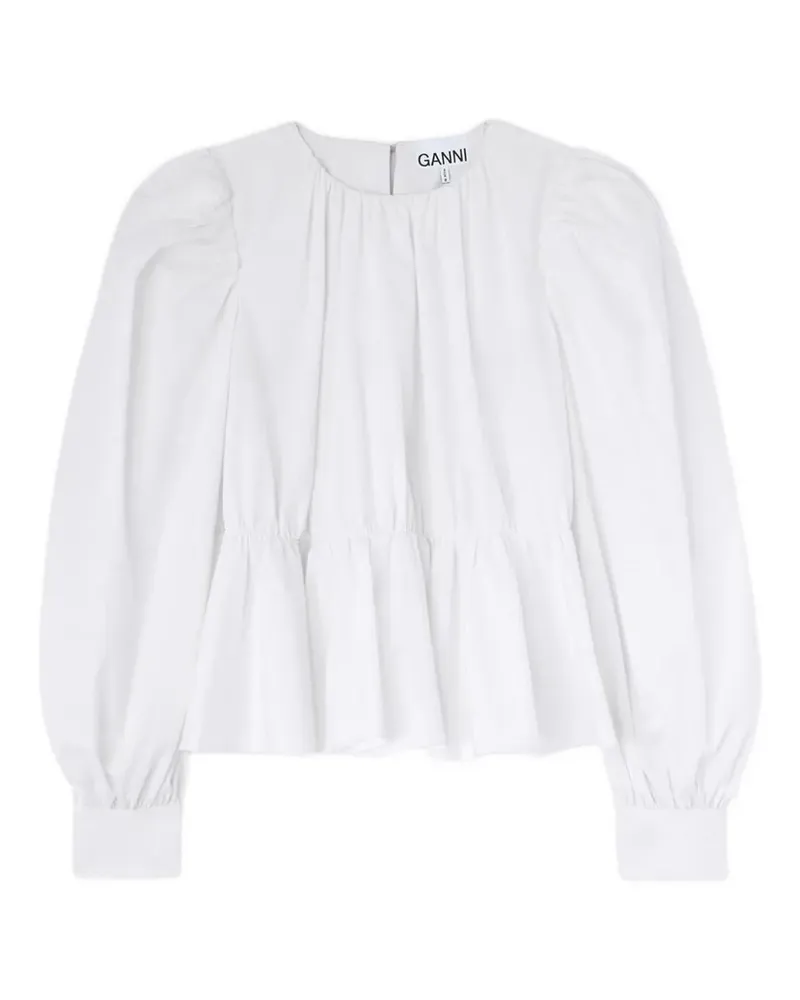 Ganni Bluse aus kompaktem Popeline - Weiß Weiß