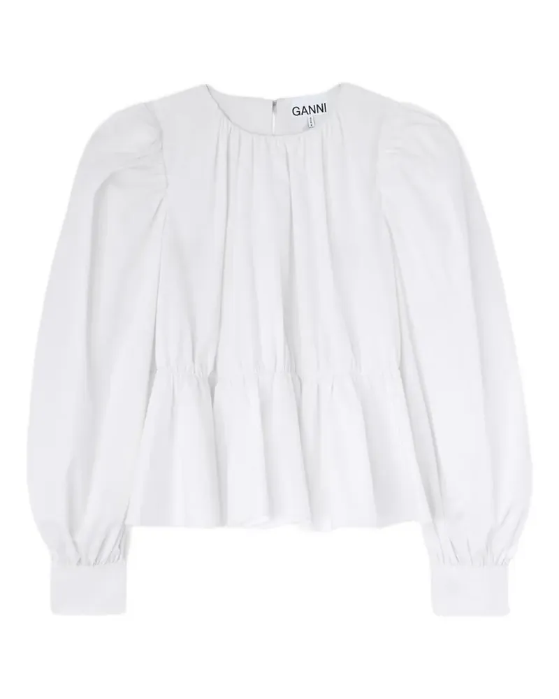 Ganni Bluse aus kompaktem Popeline - Weiß Weiß