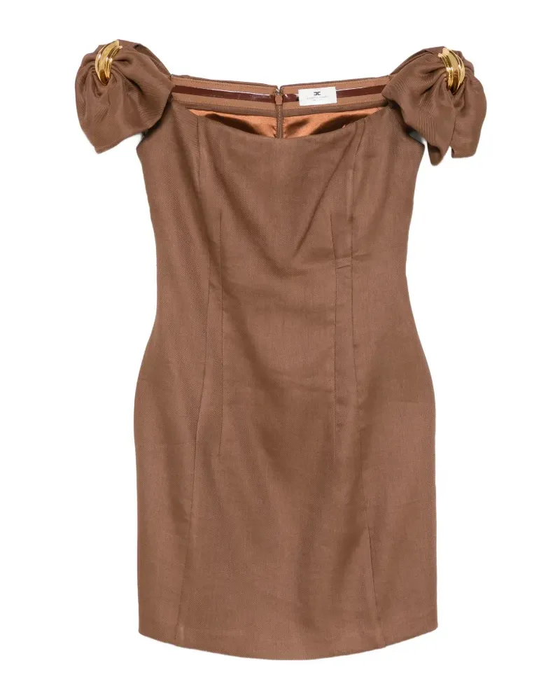 Elisabetta Franchi off-the-shoulder bow-detail dress - Braun Braun