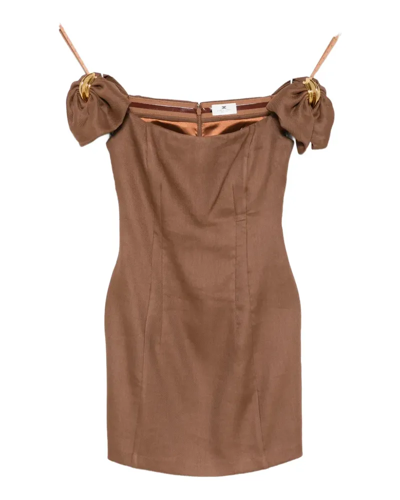 Elisabetta Franchi off-the-shoulder bow-detail dress - Braun Braun