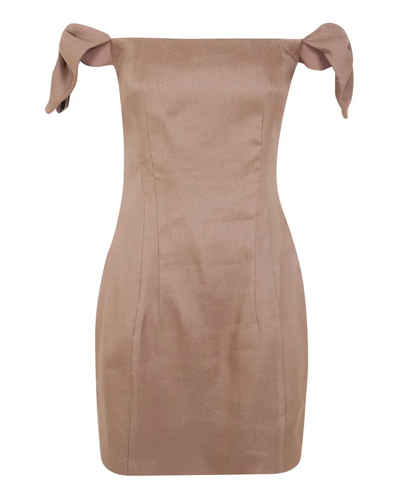 Elisabetta Franchi Schulterfreies Kleid mit Schleife - Braun Braun