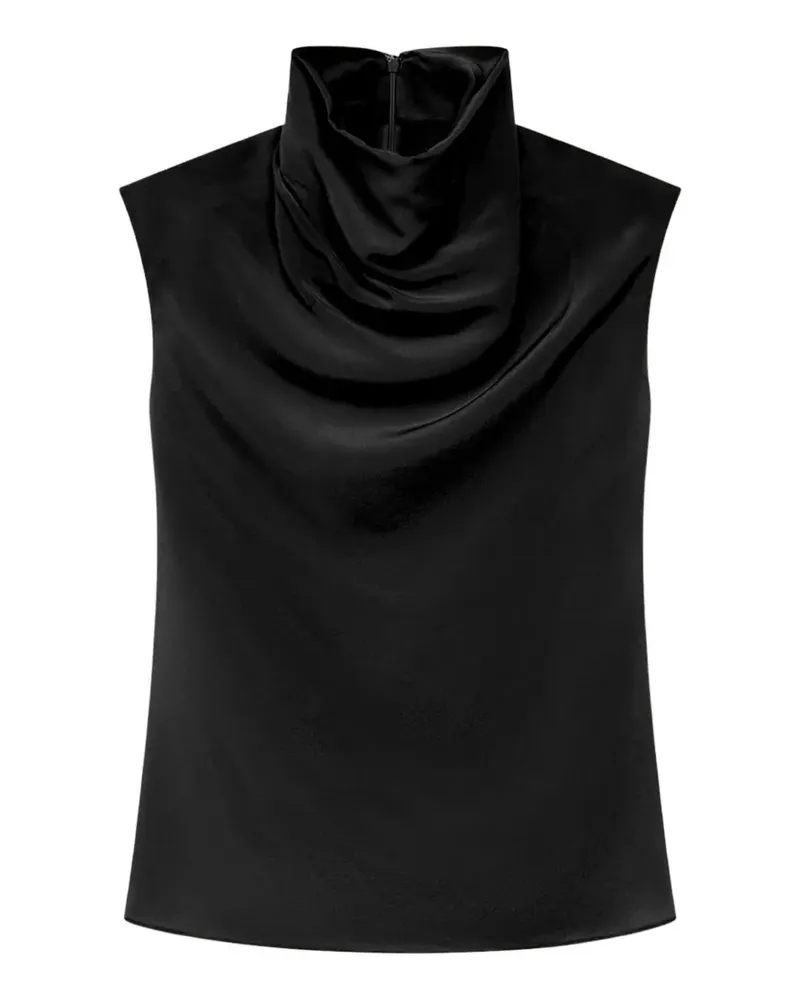 Another Tomorrow cowl-neck draped top - Schwarz Schwarz