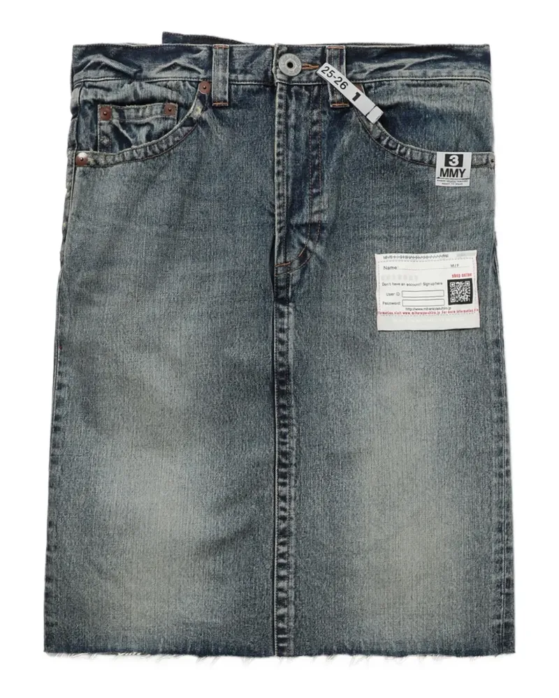 MIHARAYASUHIRO Ausgefranster Jeans-Midirock mit geradem Schnitt - Blau Blau