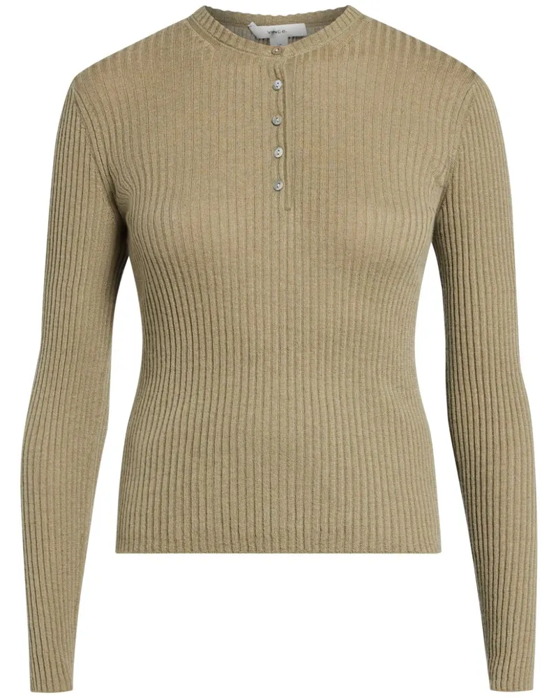 Vince Gerippter Pullover mit Knopfleiste Nude