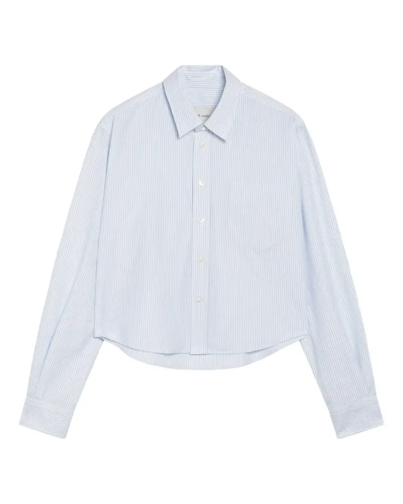 AMI Paris Gestreiftes Cropped-Hemd mit Ami de Coeur-Prägung - Weiß Weiß