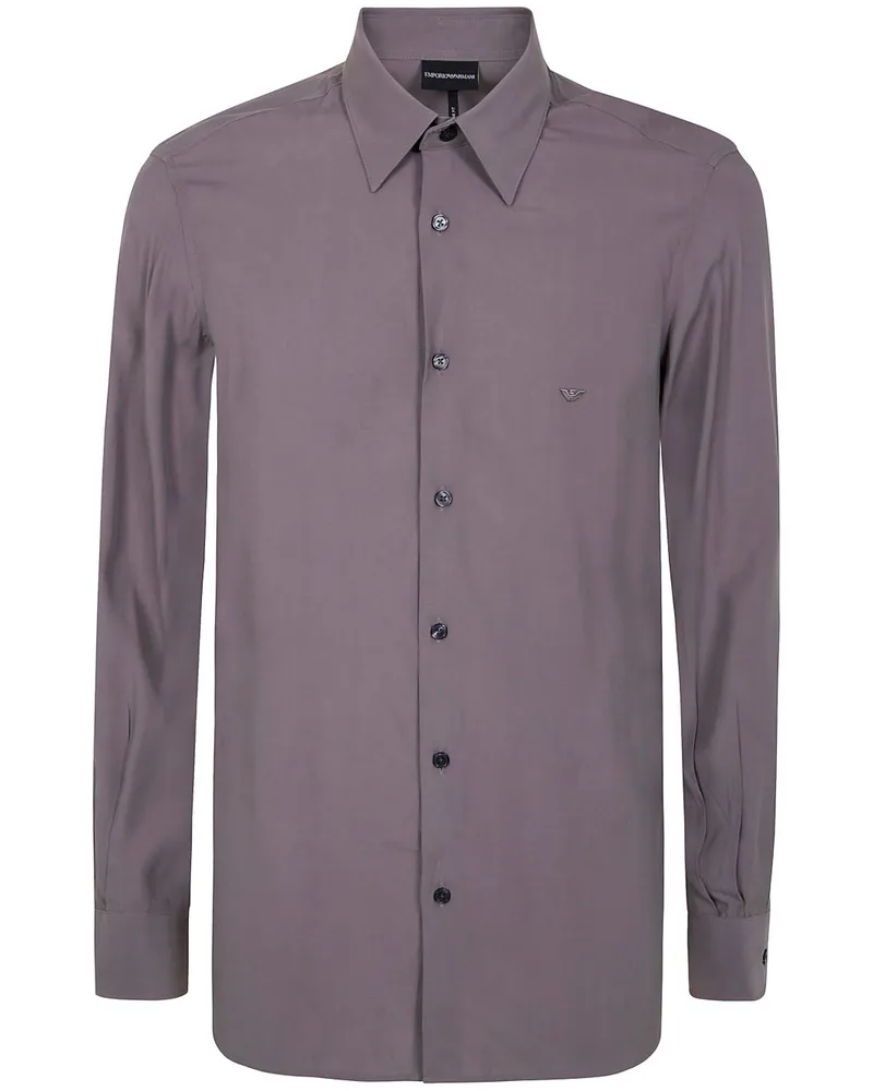 Emporio Armani Hemd mit Logo-Stickerei - Violett Violett