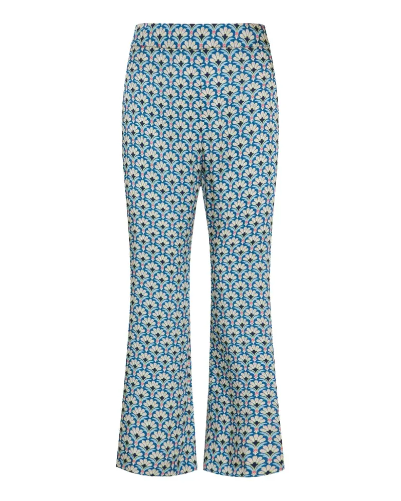 Etro Bootcut-Hose mit Mikro-Palmenmotiv - Blau Blau