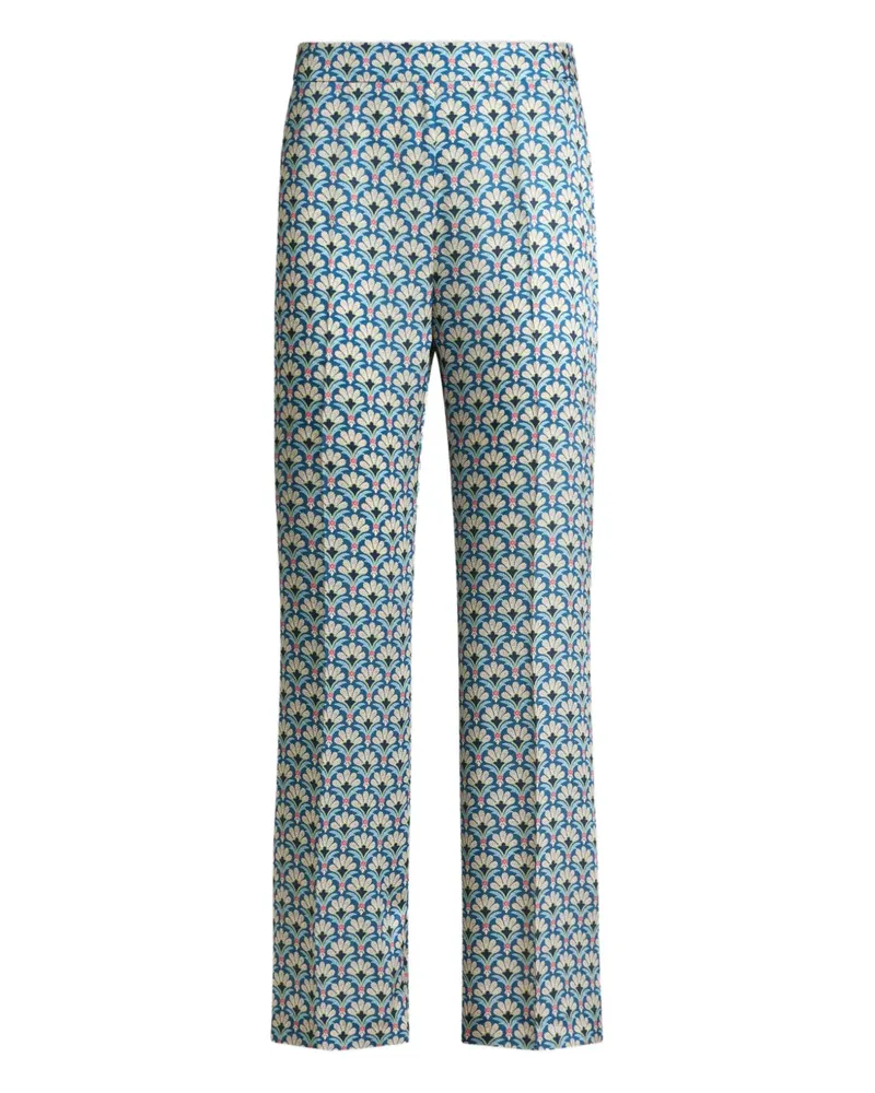 Etro palm-motif bootcut trousers - Blau Blau