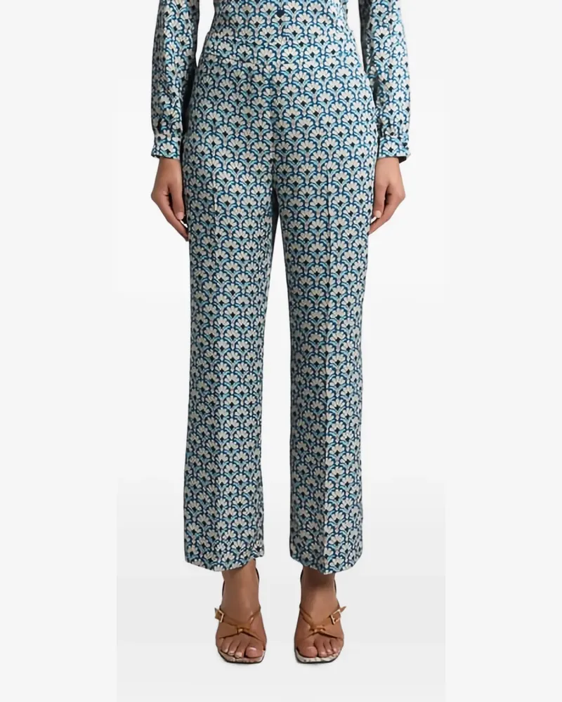 Etro Bootcut-Hose mit Palmenmotiv - Blau Blau