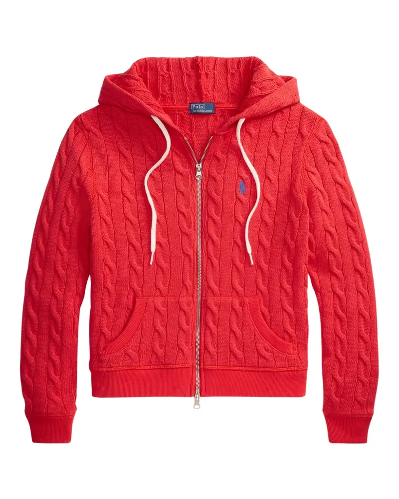 Ralph Lauren Kapuzenjacke mit Zopfmuster - Rot Rot