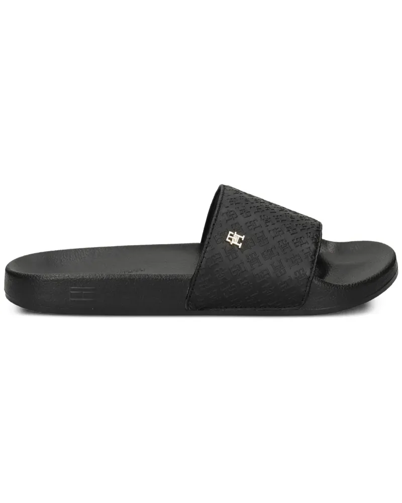 Tommy Hilfiger Pantoletten mit Monogramm-Prägung - Schwarz Schwarz