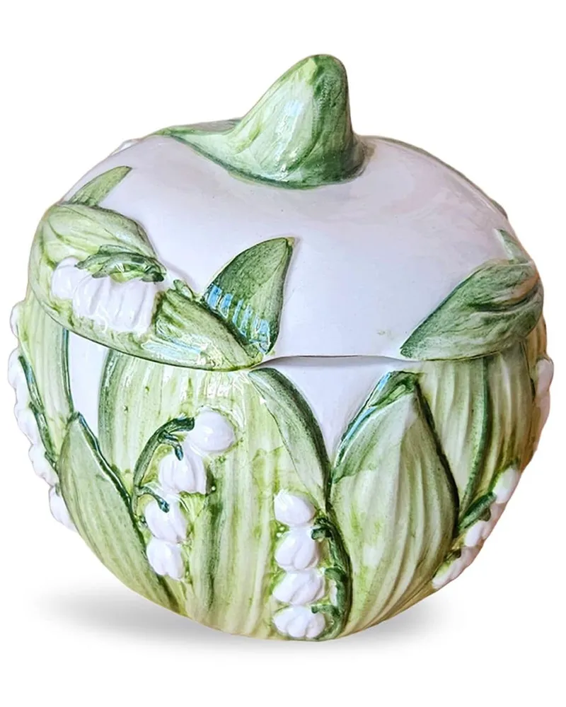 Les-Ottomans Lily of the Valley Zuckerdose aus Keramik - Grün Grün
