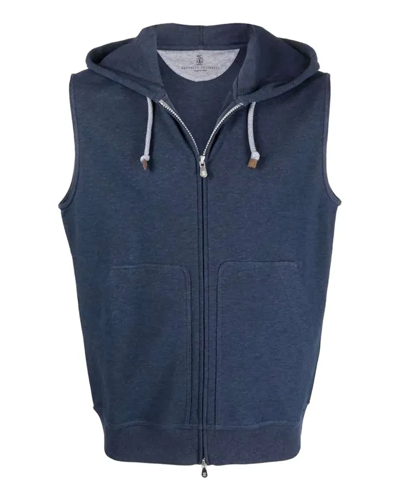 Brunello Cucinelli sleeveless zip-up hoodie - Blau Blau