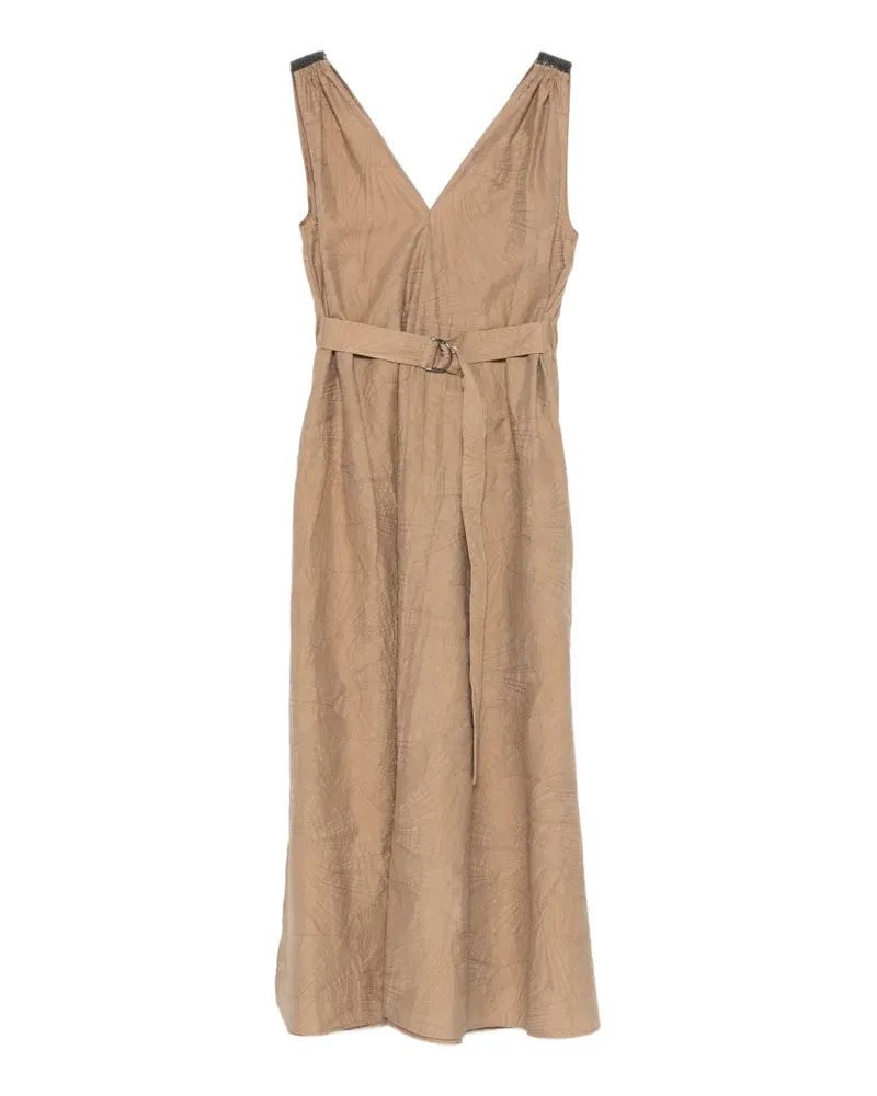 Brunello Cucinelli V-neck belted midi dress - Braun Braun
