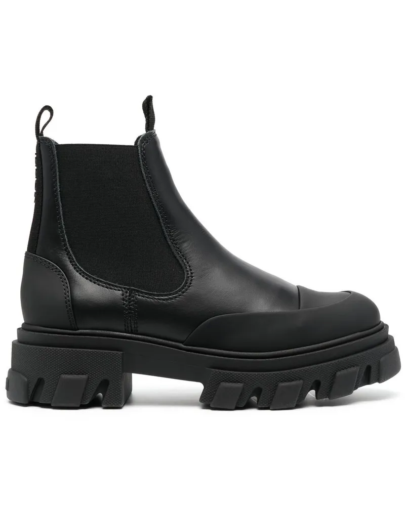 Ganni Chelsea-Boots mit Logo - Schwarz Schwarz