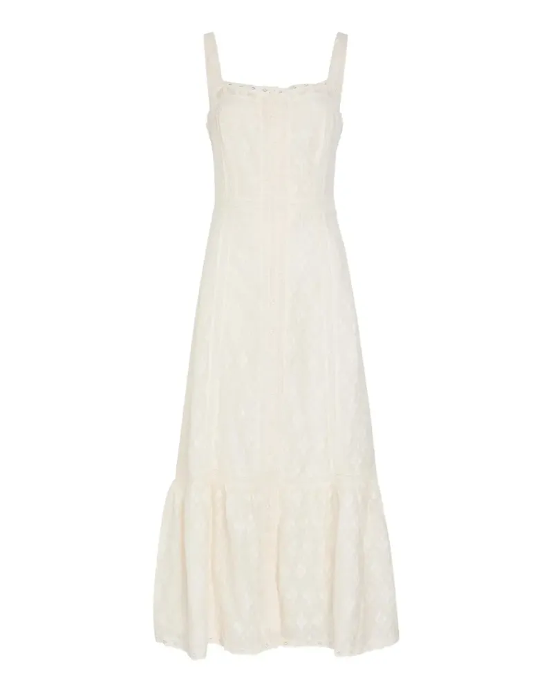 Paige Kelli lace-trimmed tiered midi dress - Weiß Weiß