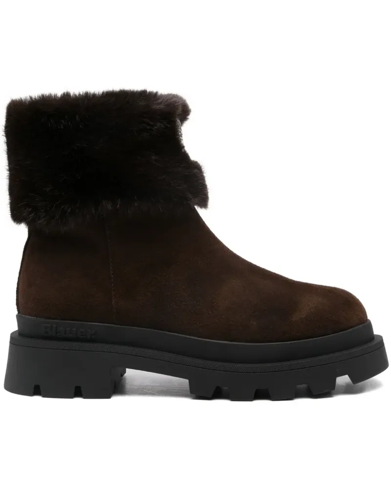 Blauer Stiefel mit Pelzbesatz - Braun Braun