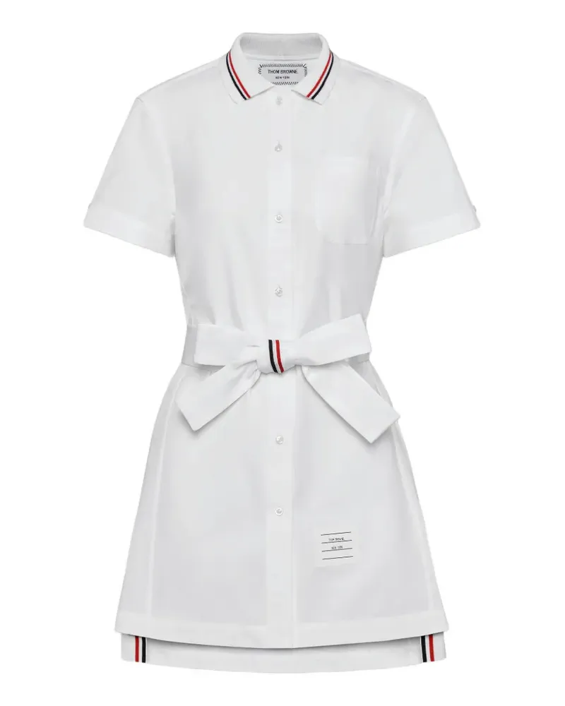 Thom Browne Kurzes Popelinekleid mit Schleife - Weiß Weiß