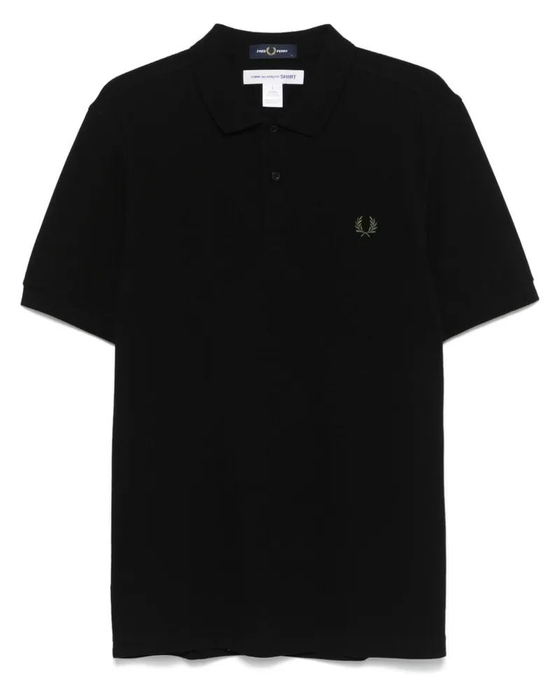 Comme des Garçons x Fred Perry Poloshirt mit Slogan - Schwarz Schwarz