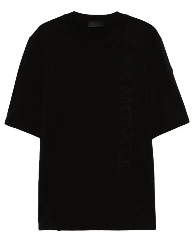 Moncler T-Shirt mit Logo-Patch - Schwarz Schwarz