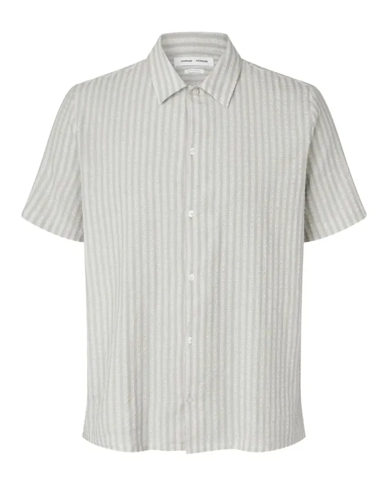 Samsøe & Samsøe Avan Jx stripe-pattern short-sleeve shirt - Grau Grau