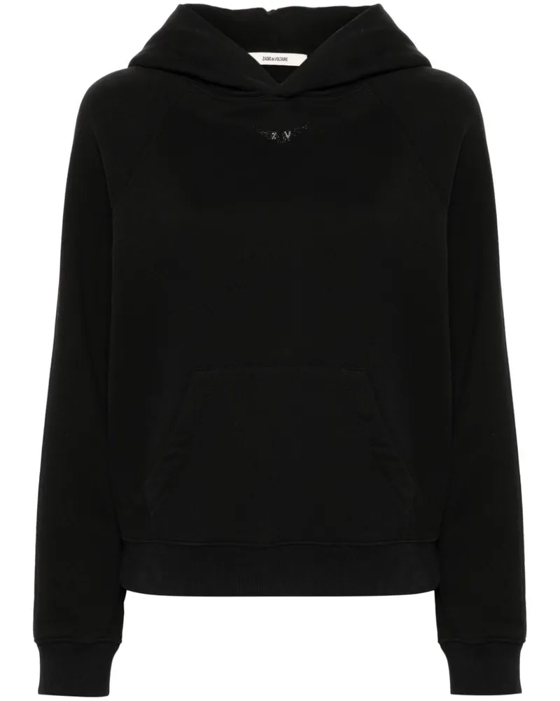 Zadig & Voltaire Georgy Kapuzenpullover mit Flügel-Applikation - Schwarz Schwarz