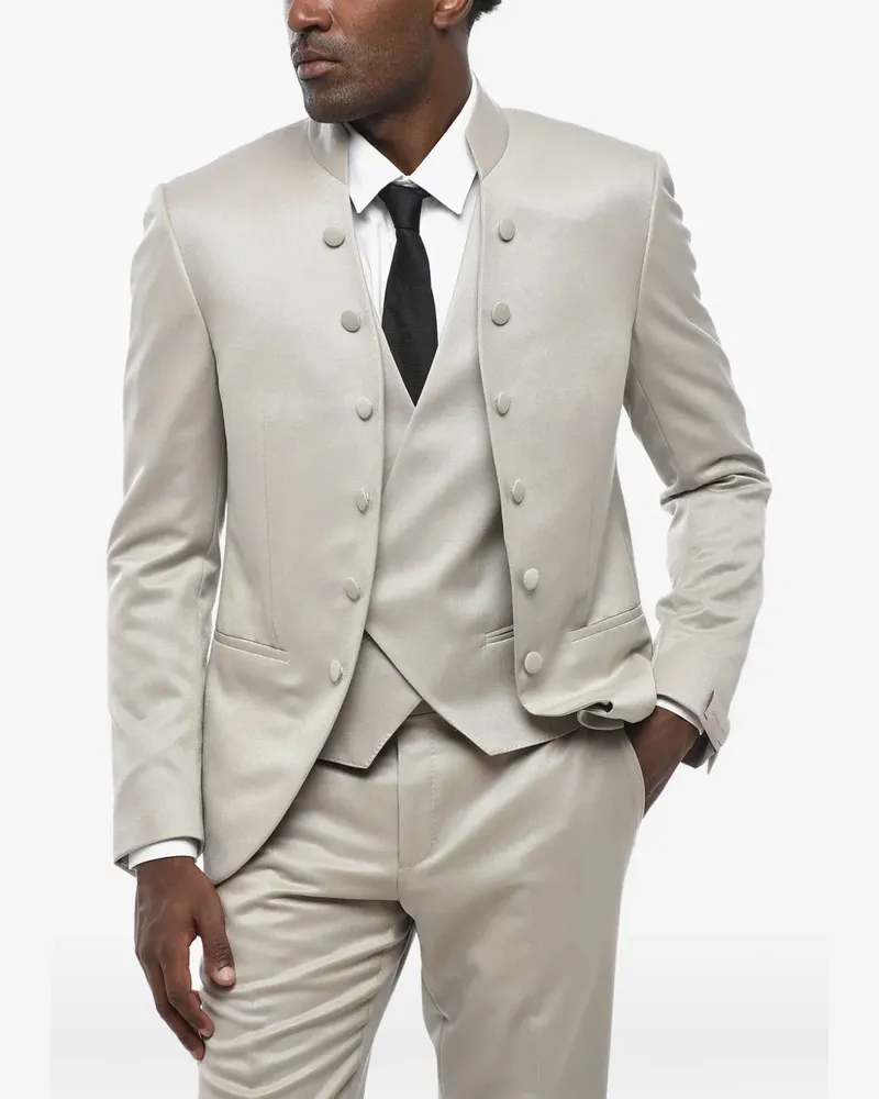 Corneliani three-piece Korean-collar suit - Grau Grau