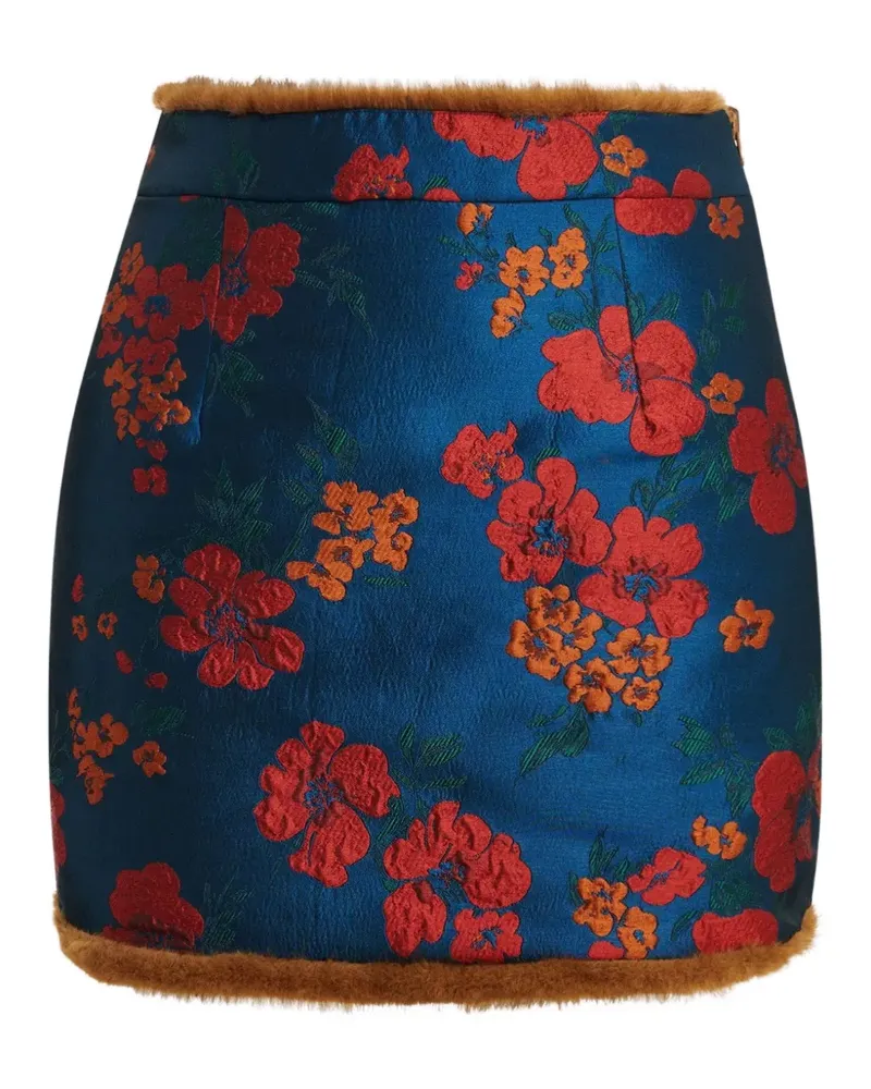 Essentiel Wendbarer Kabocha Minirock aus Blumen-Jacquard - Blau Blau