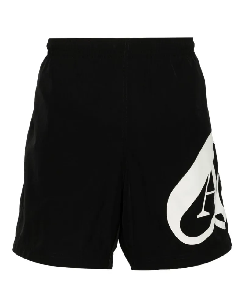 Alexander McQueen Badeshorts mit Seal-Print - Schwarz Schwarz