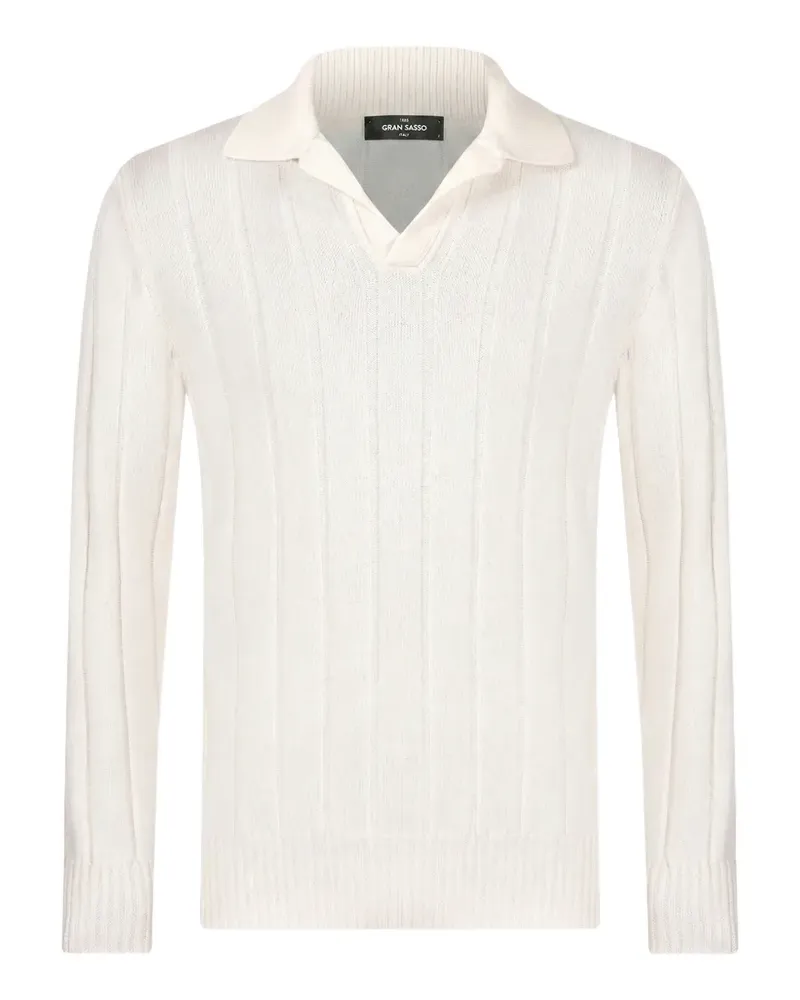 Gran Sasso Geripptes Poloshirt - Weiß Weiß