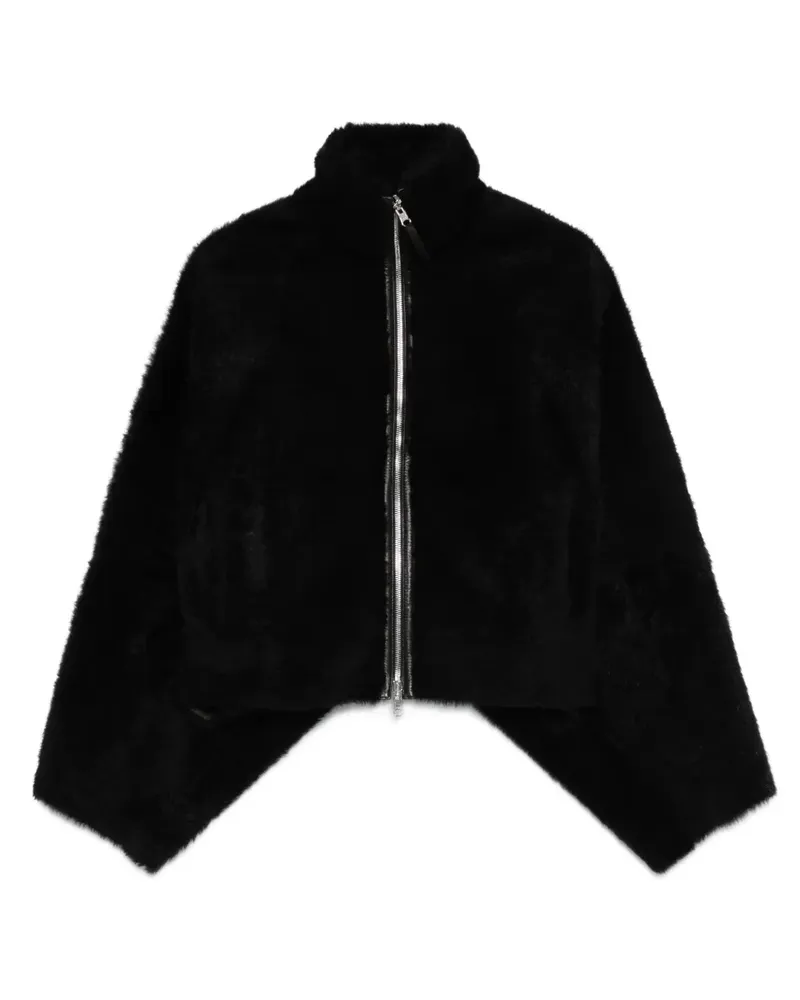 UTZON Jackson Shearling-Jacke mit Reißverschluss - Schwarz Schwarz