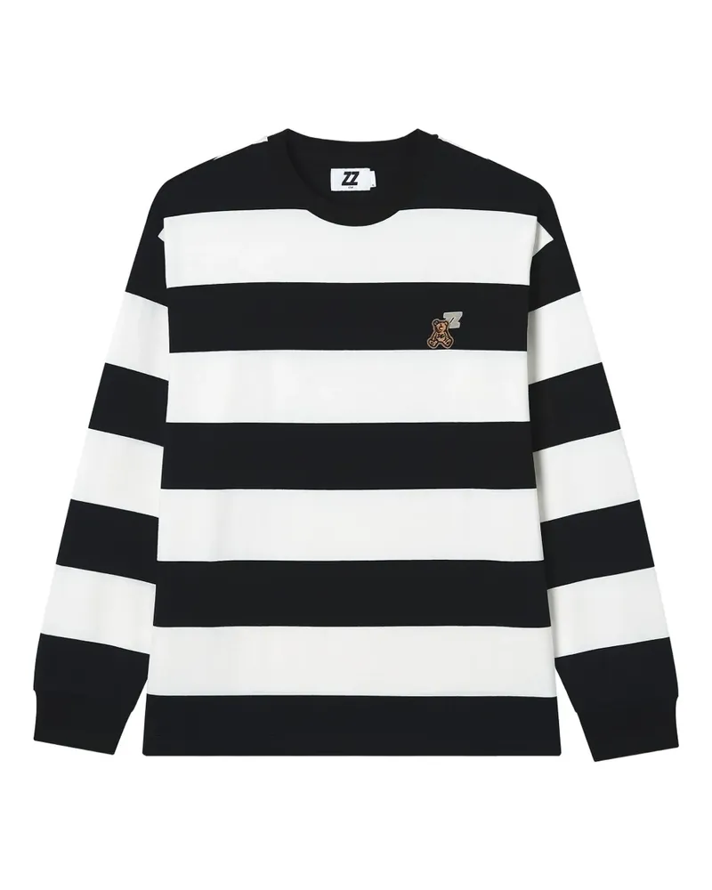 Izzue Gestreiftes Langarmshirt - Schwarz Schwarz